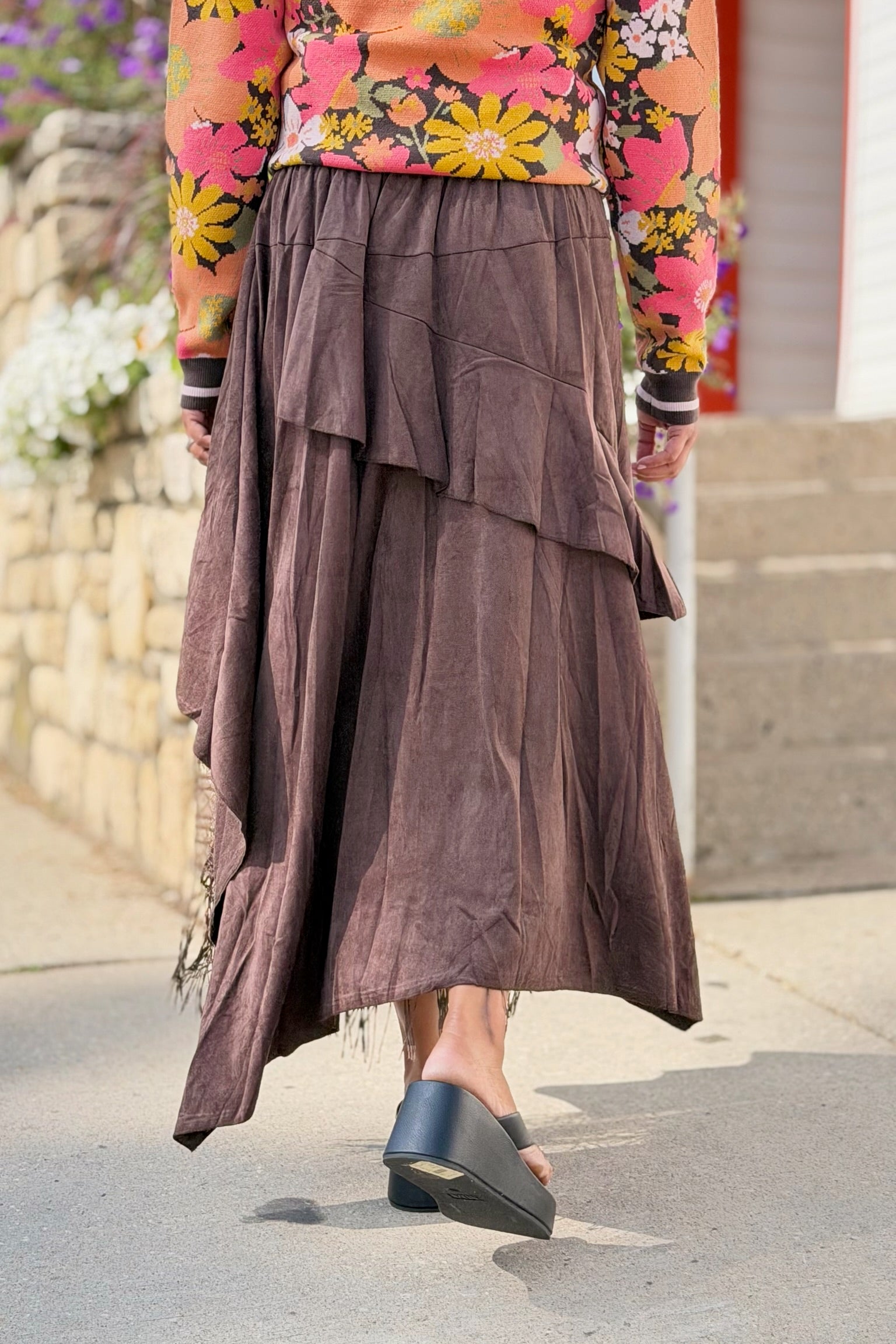 Boho Layered Lace Midi Skirt
