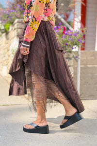 Boho Layered Lace Midi Skirt