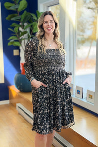 Printed Floral Square Neck Mini Dress