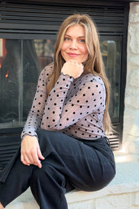 Polka Dot Mesh Layering Top - Mushroom