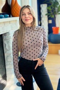 Polka Dot Mesh Layering Top - Mushroom