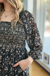 Printed Floral Square Neck Mini Dress