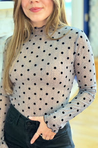 Polka Dot Mesh Layering Top - Mushroom