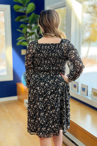 Printed Floral Square Neck Mini Dress