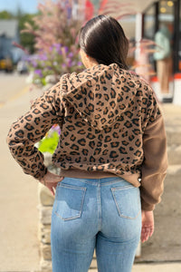 Zip Up Hooded Sweatshirt - Leopard