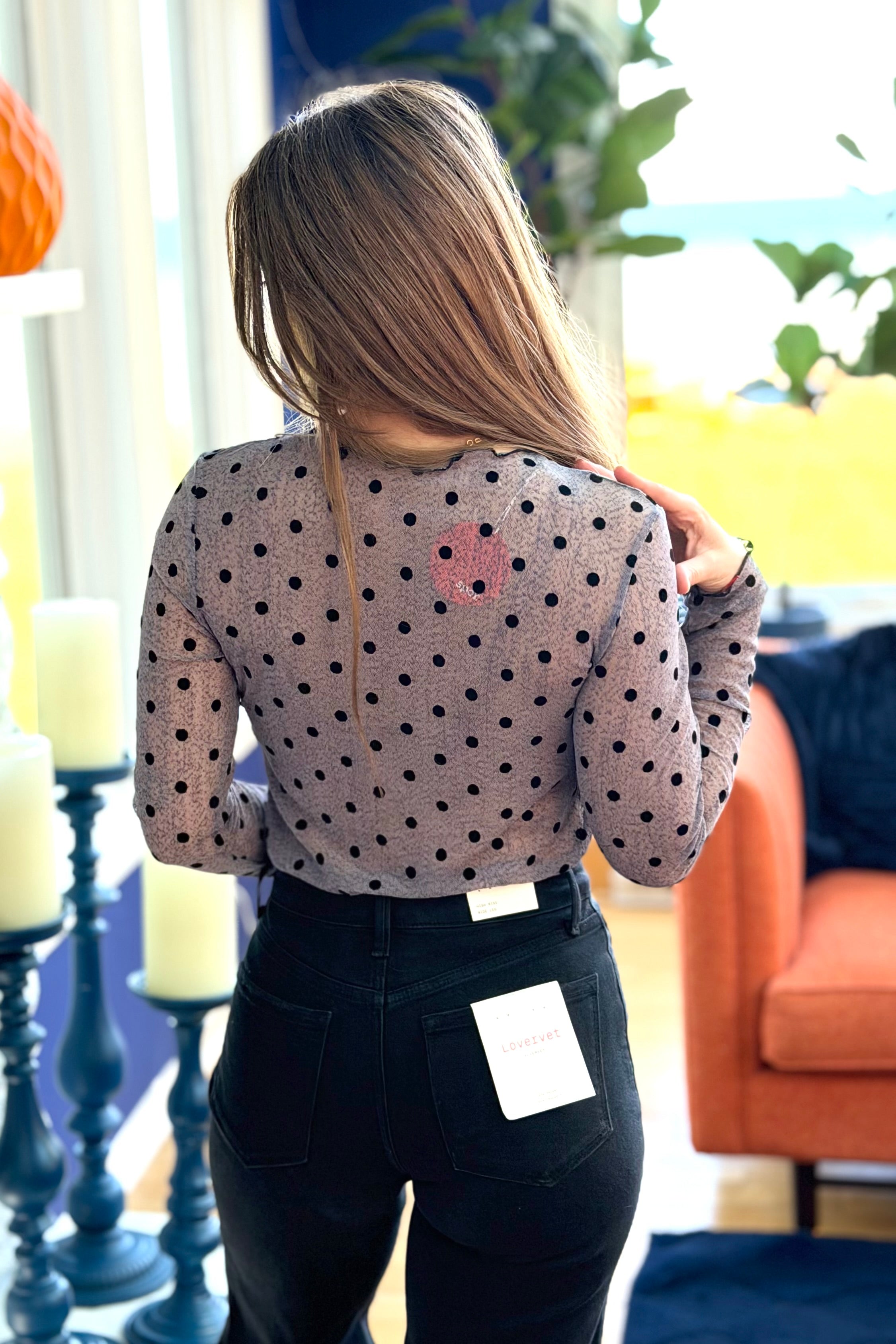 Polka Dot Mesh Layering Top - Mushroom