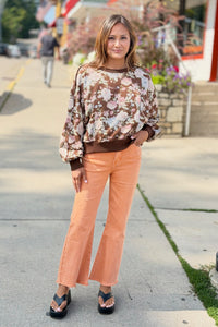Acid Washed High Waist Pants - Orange