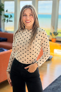Polka Dot Mesh Layering Top - White