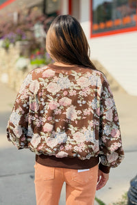 Floral Fleece Sweatshirt - Mocha