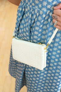 Kathy Woven Clutch/Crossbody Bag - White