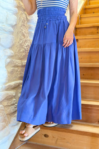 Cinched Waist Maxi Skirt - Sapphire Blue