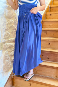 Cinched Waist Maxi Skirt - Sapphire Blue