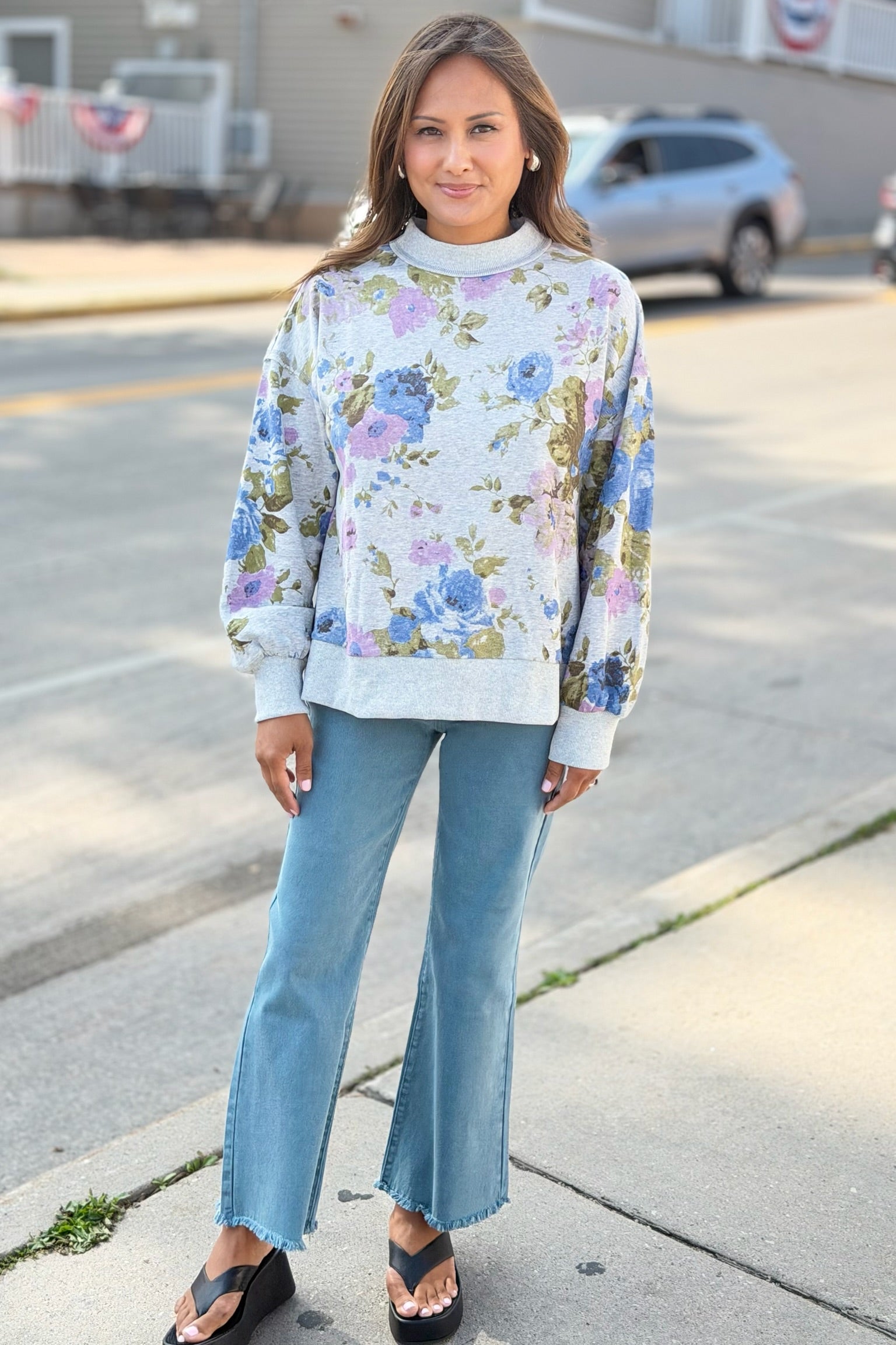 Acid Washed High Waist Pants - Teal