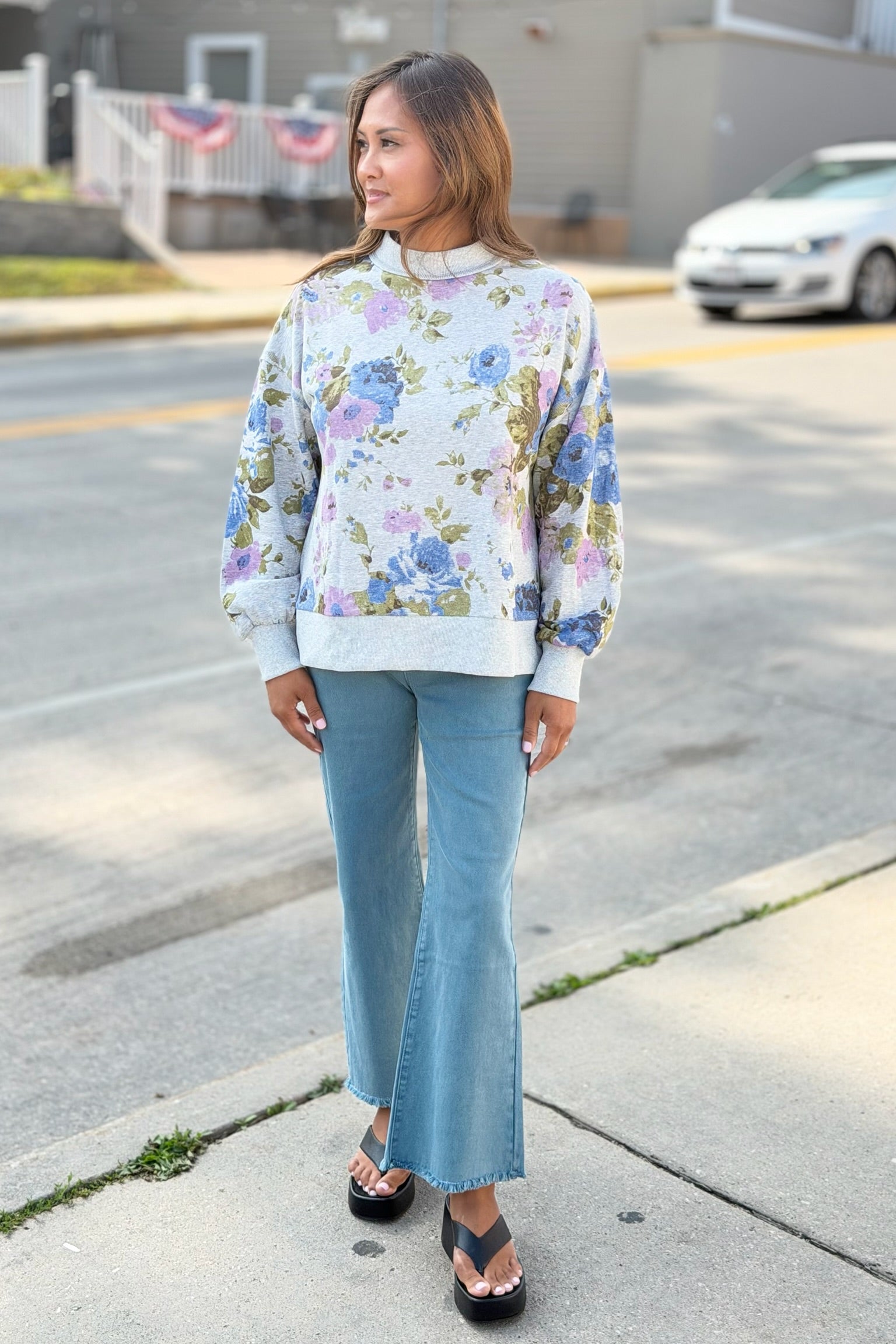 Acid Washed High Waist Pants - Teal