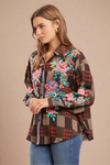 Patch Embroidered Top Brown