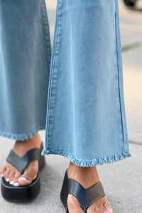 Acid Washed High Waist Pants - Teal