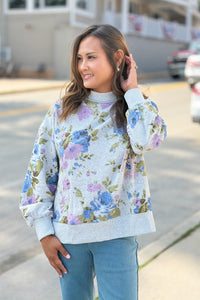 Floral Sweatshirt - Grey