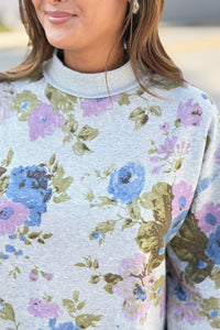 Floral Sweatshirt - Grey