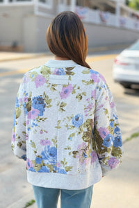 Floral Sweatshirt - Grey