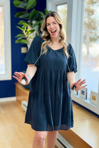 V-Neck Midi Dress W Tassel