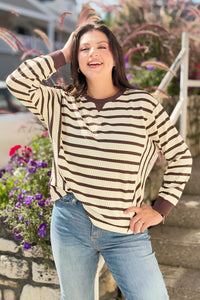 Striped Patchwork Ribbed Cuff Sweatshirt