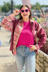 Kambrie Plaid Flannel Shirt - Pink