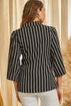 Front Tie Stripe Top Black