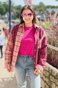Kambrie Plaid Flannel Shirt - Pink
