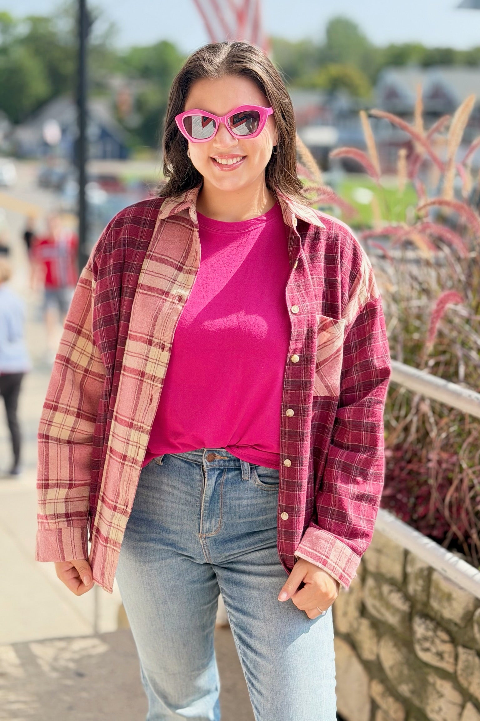 Kambrie Plaid Flannel Shirt - Pink
