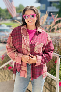 Kambrie Plaid Flannel Shirt - Pink