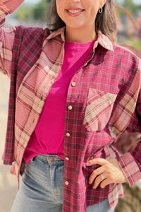 Kambrie Plaid Flannel Shirt - Pink