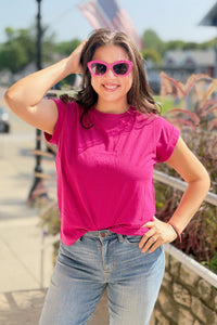 Round Neck Tee - Magenta