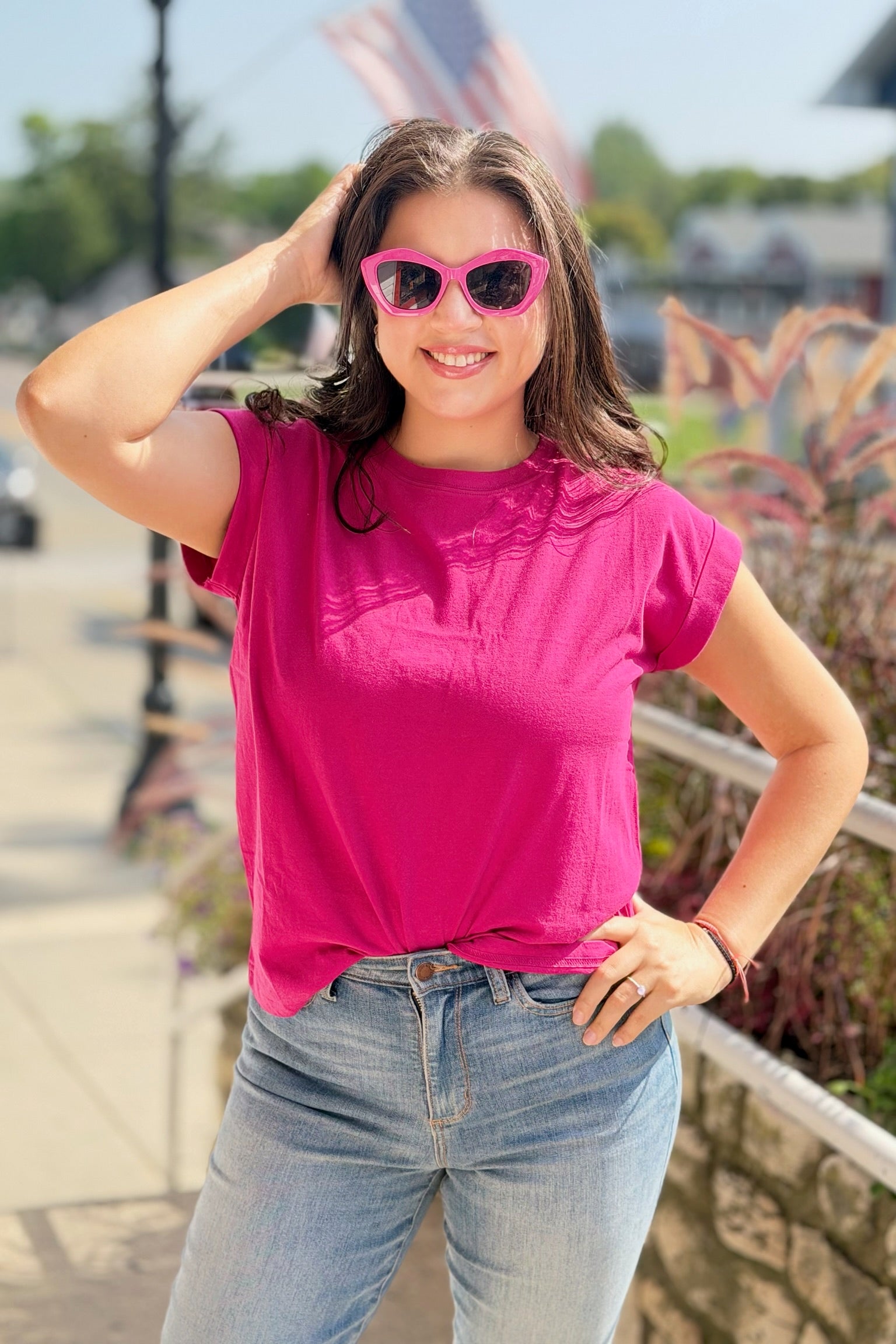 Round Neck Tee - Magenta