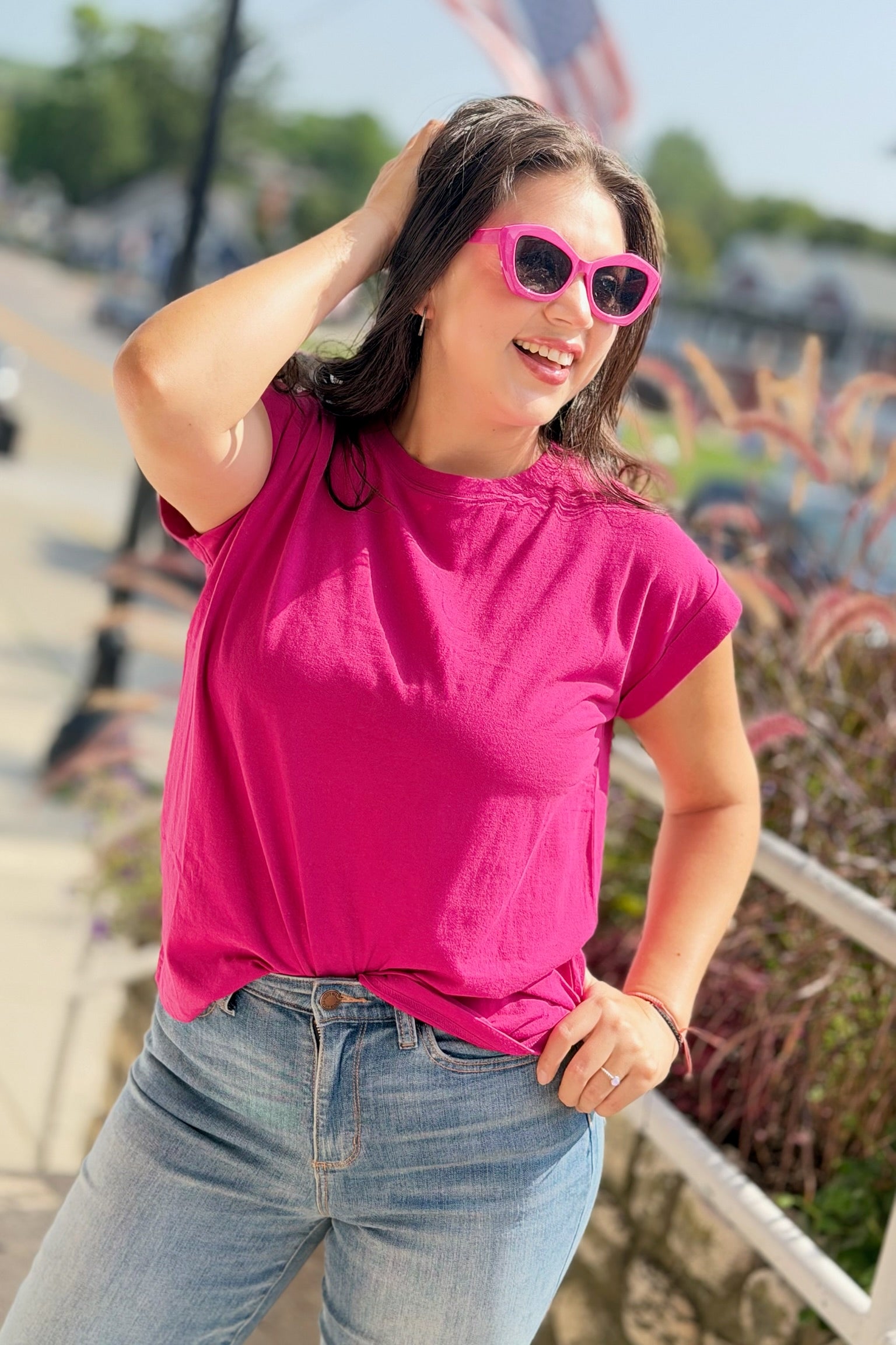 Round Neck Tee - Magenta