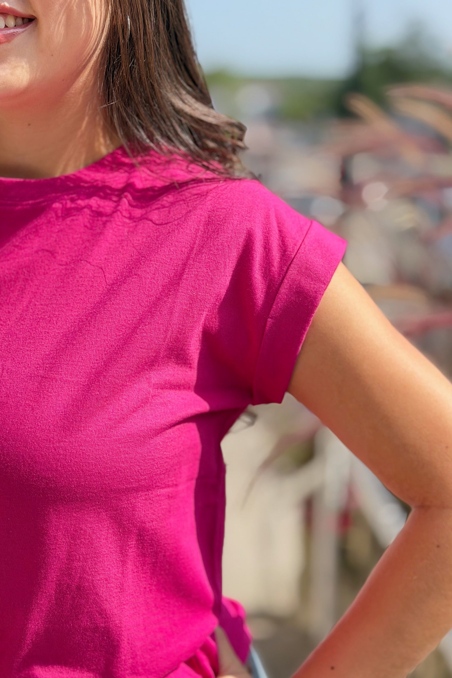 Round Neck Tee - Magenta