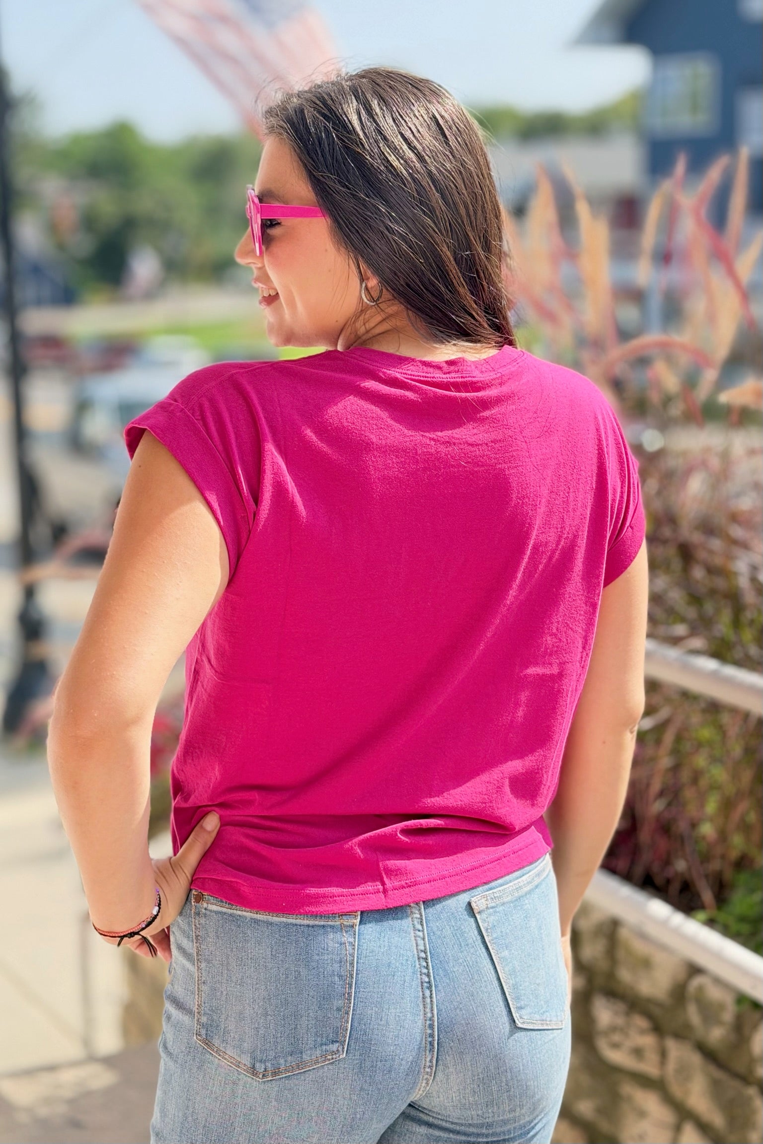 Round Neck Tee - Magenta