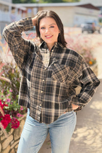 Kambrie Plaid Flannel Shirt - Grey