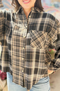 Kambrie Plaid Flannel Shirt - Grey