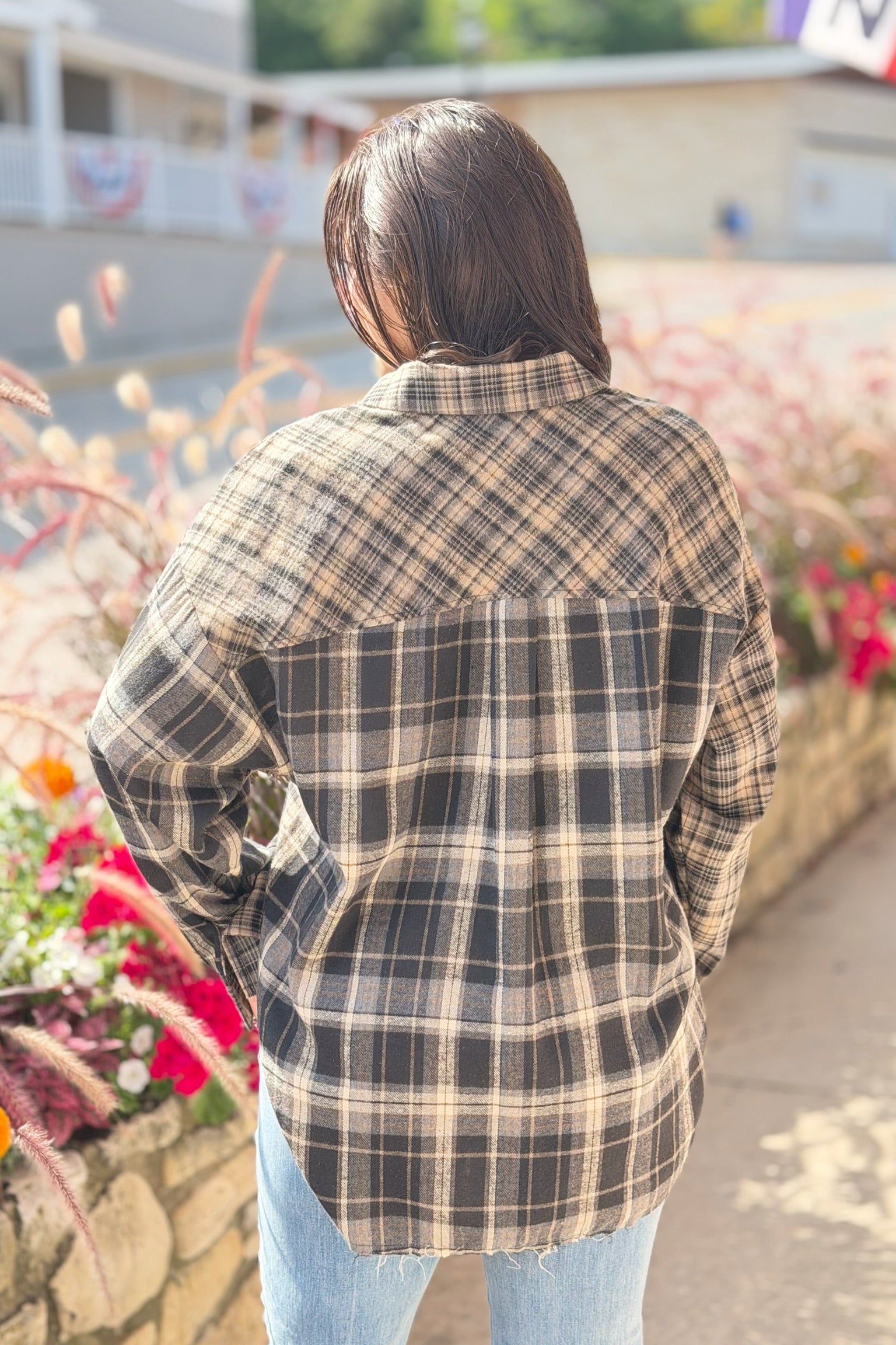 Kambrie Plaid Flannel Shirt - Grey