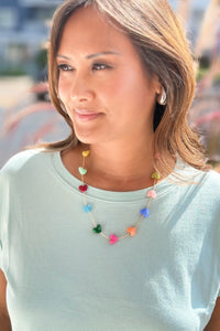 Beaded Colorful Heart Necklace