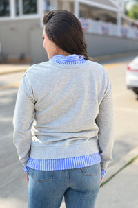 Striped Collar Shift Sweatershirt
