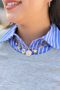 Vintage Heart Porcelain Charm Necklace