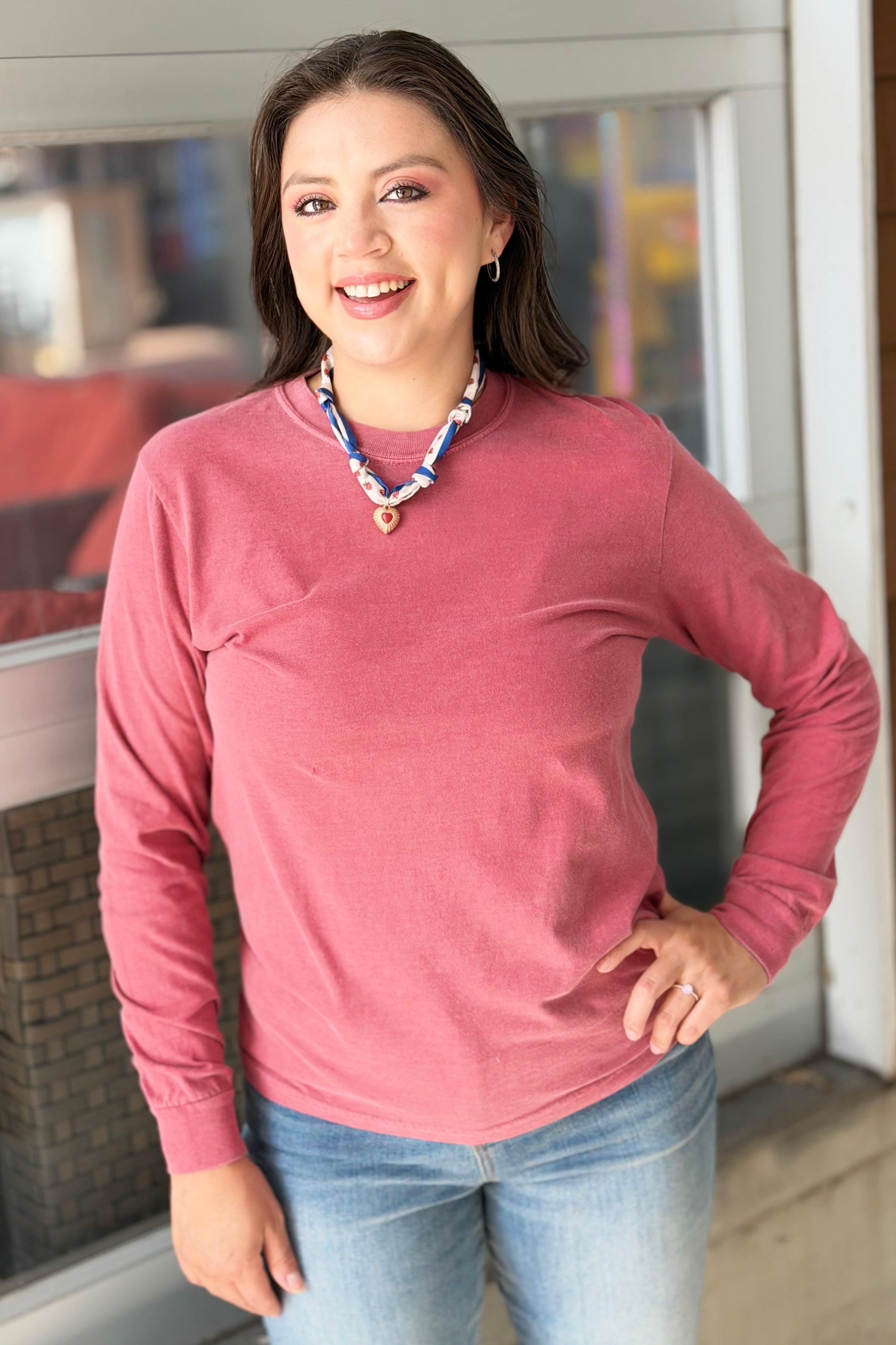 Comfort Long Sleeve Tee - Crimson