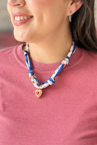 Handmade Scarf Charm Necklace - Red