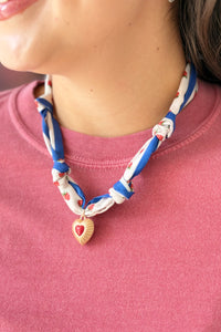 Handmade Scarf Charm Necklace - Red