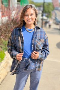 Kambrie Plaid Flannel Shirt - Navy
