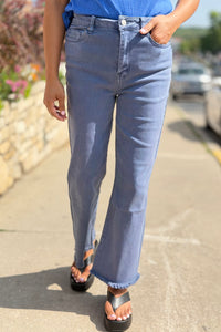 Acid Washed High Waist Pants - Blackberry