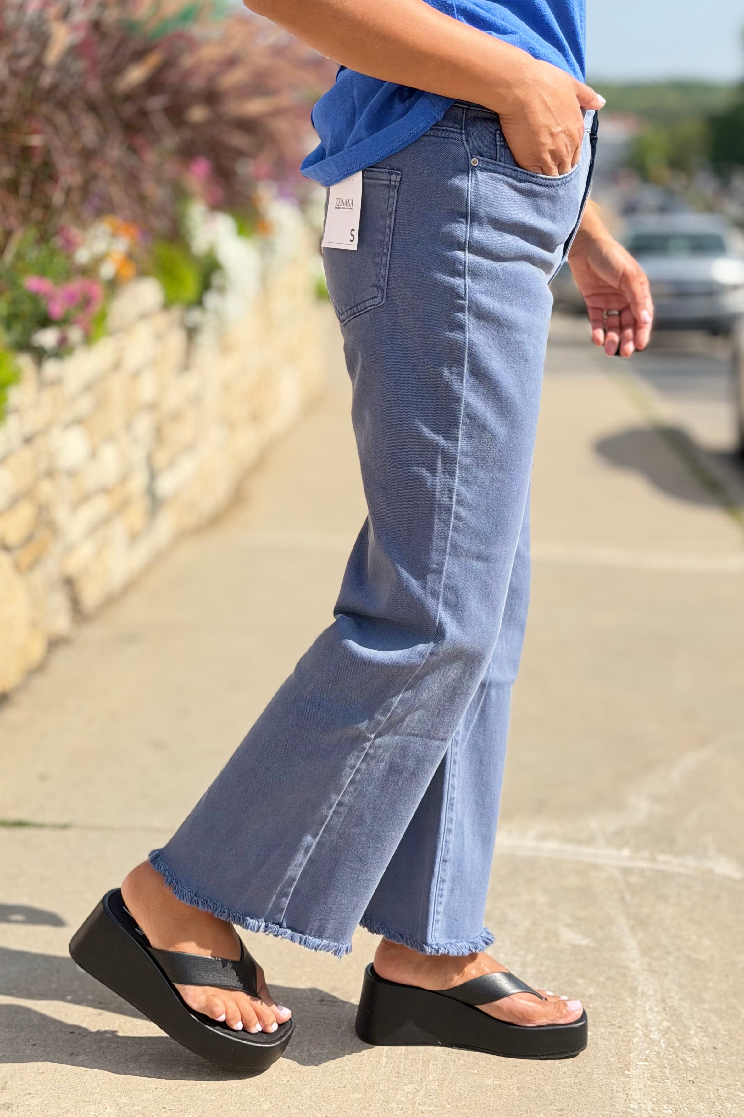 Acid Washed High Waist Pants - Blackberry