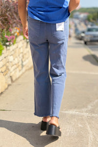 Acid Washed High Waist Pants - Blackberry