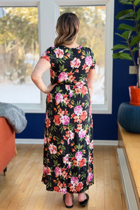Floral Wrap Maxi Dress - Black